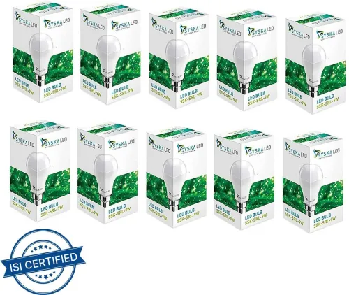 Image of Syska 9 W Basic Round B22 LED Bulb (White, Pack of 10)