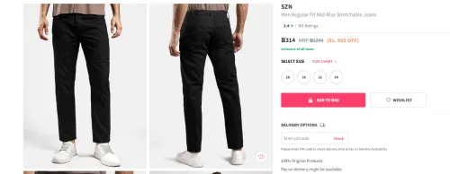 Image of SZN Men Regular Fit Mid-Rise Stretchable Jeans