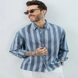 SZN Men's Relaxed Fit Vertical Striped Casual Shirt