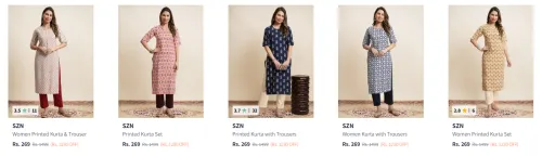 Image of SZN Women's Kurta Set at minimum 80% Discount