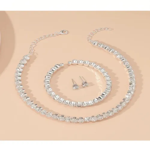 Image of SZN Silver-Plated Stone-Studded Jewellery Set