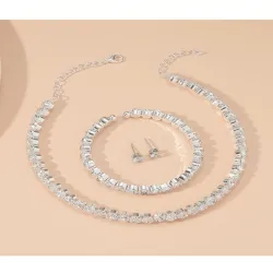 SZN Silver-Plated Stone-Studded Jewellery Set