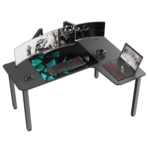 Image of t's_Organized 60 Inch L Shaped Gaming Desk Corner Computer Workstation