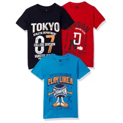 T2F Boys Cotton Solid Regular Fit T-Shirt (Pack of 3)