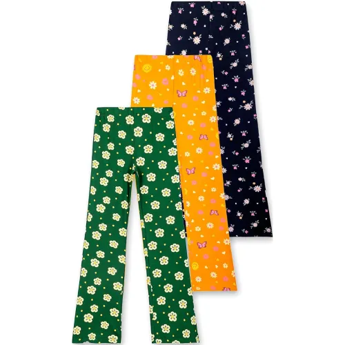 Image of T2F Girls Cotton Flared Leggings, Pack of 3