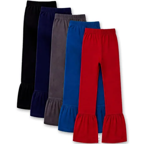 Image of T2F Girls Flared Leggings Pack of 5 | Cotton Stretch 