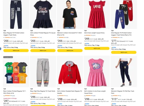 Image of T2F Girls Printed Cotton Casual Dress Upto 85% off