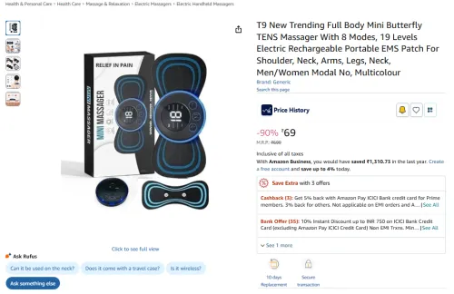 Image of T9 Mini Butterfly Full Body TENS Massager