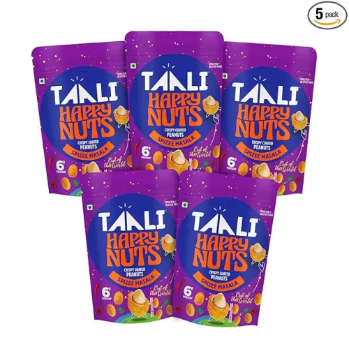 Image of Taali Crispy Coated Peanuts | 140 gm (Pack of 5) | Spizee Masala | Healthy Tasty Snacks | 100% Veg., Gluten Free, No Cho