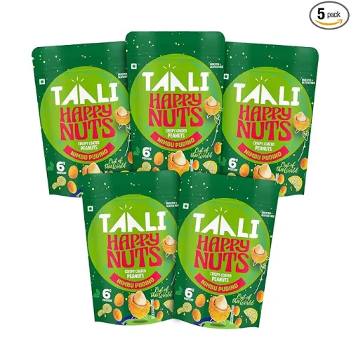Image of Taali Crispy Coated Peanuts | 140 gm (Pack of 5) | Nimboo Pudina | Healthy Tasty Snacks | 100% Veg., Gluten Free, No Cho