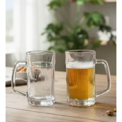 Table & Tale Americano Line 340 ml Beer Mug Set of 2 from Brazil | Crystal Clear Beer Mug | Ideal for Beer, Cocktails, Mocktails, Cold Drinks & Other Beverages