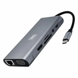 TAG 11 in 1 Type C Multiport Adapter Hub | 4K HDMI, 4 USB 3.0, VGA, 100W PD, SD/TF Card Reader, 1000M RJ45 Ethernet, 3.5