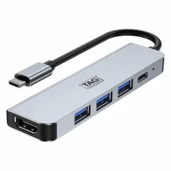 TAG 5-in-1 Type-C Multiport Hub (4K HDMI, USB, 100W PD)