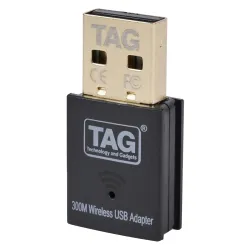TAG Airlink 300 Mbps USB WiFi Adapter | 2.4GHz Mini Wireless Network Dongle for PC/Laptop/Desktop | USB 2.0 | Soft AP Mode | WPA/WPA2 Security | Plug & Play | Black
