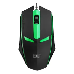 TAG EVE Wired Mouse with 3 Buttons, High Precision, 1000 DPI Optical Sensor, USB Interface, Breathing LED, Lightweight and Portable, Compatible with PC, Laptop (Black)