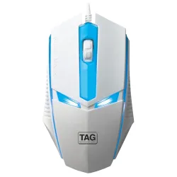 TAG EVE Wired Optical Mouse White USB Interface, 1000 DPI High Precision Sensor, 3 Button Control, Breathing LED Light, 