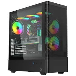 TAG Gamerz Aurora-M Mid-Tower Gaming Cabinet ATX/M-ATX/ITX | 6 Pre-Installed ARGB Infinity Mirror Fans | Mesh Front, 4mm Tempered Glass | 360mm Liquid Cooler Support | USB Type-C 3.2 Gen 2 |...