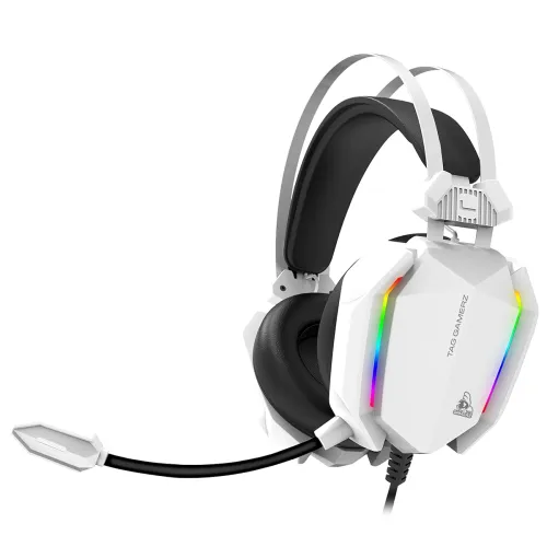 Image of TAG Gamerz Titan RGB White Over-Ear Gaming Wired Headphone Flexible Mic for Calling