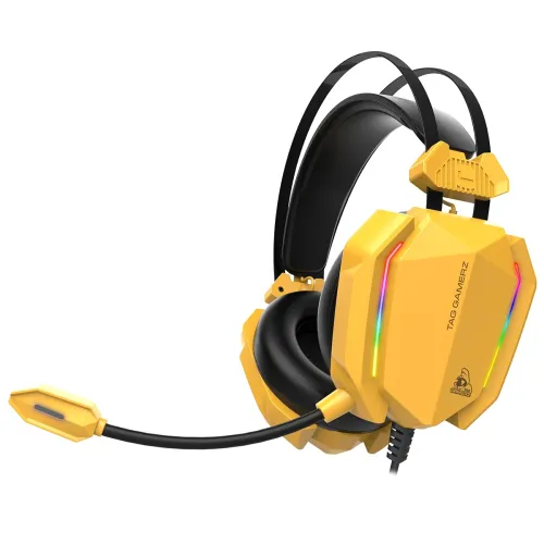 Image of TAG Gamerz Titan RGB Yellow Over-Ear Gaming Wired Headphone | Soft Ear Cups | 50mm Neodymium Driver | 3.5mm Audio | 2m C
