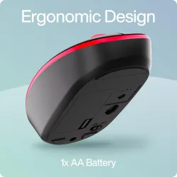 TAG WM500 Black/Red Wireless Mouse, 2.4GHz USB Receiver, Dedicated DPI Button (800/1200/1600), 4 Buttons, Ambidextrous &