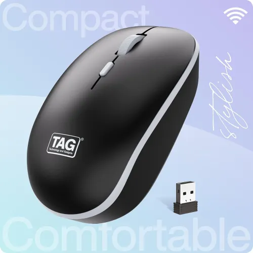 Image of TAG WM500 Black Grey Wireless Mouse 2.4GHz USB Receiver Dedicated DPI Button
