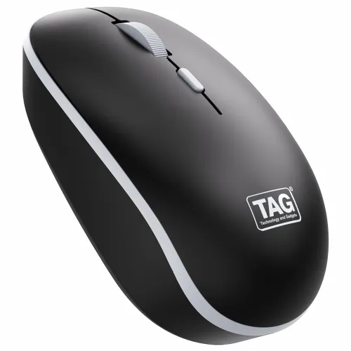 Image of TAG WM500 Black / Grey Wireless Mouse, 2.4GHz USB Receiver, Dedicated DPI Button (800/1200/1600), 4 Buttons, Ambidextrou