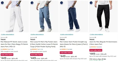 Image of TAGAS Men Relaxed FIT Denim Jeans up to 85% Discount