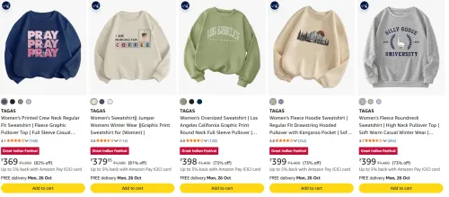 Image of TAGAS Women Printed Hoodie at minimum 70% Discount