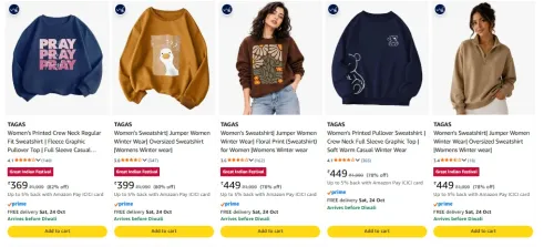Image of TAGAS Women's sweatshirt at minimum 71% Discount