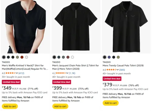 Image of Tagdo mens tshirt upto 75% off 