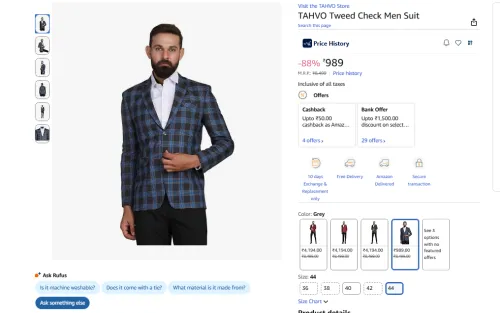 Image of TAHVO Tweed Check Men Suit