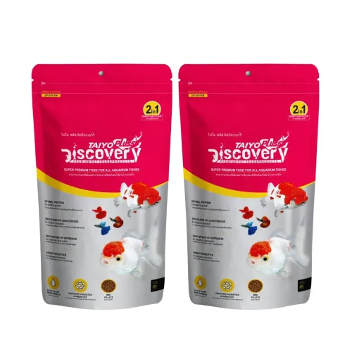 Image of Taiyo Pluss Discovery Pink Fish Food - 200 g (Pack of 2) | Super Premium 2-in-1 Formula 