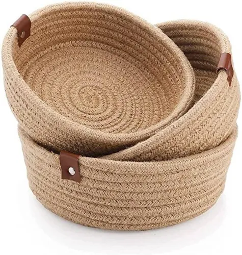 Image of TAMAK EXPORTS Jute Storage Basket (Pack of 3)