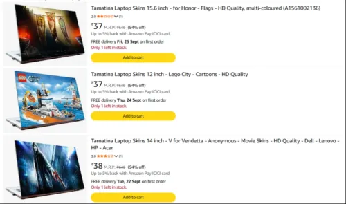Image of Tamatina Laptop Skins Startimg @ ₹37