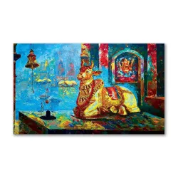 Tamatina Modern Art Canvas Painting | Lord Shiva - Nandi ji