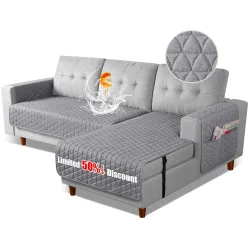 TAOCOCO Sectional Couch Covers 100% Waterproof L Shaped Sofa Covers for Right Hand Facing Chaise Lounge, 2 Pieces