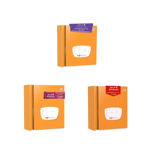 Image of Target Publications Notebook Set – 5 Red & Blue Line, 6 Medium Square Ruled, 6 Small Square Ruled