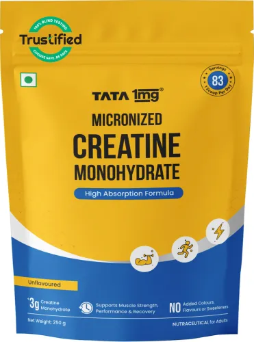 Image of TATA 1mg Monohydrate 2X Micronized Zero Calories Fast Absorption Creatine