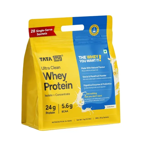 Image of Tata 1mg Ultra Clean Whey Protein Isolate + Concentrate - Vanilla Bean 1kg 