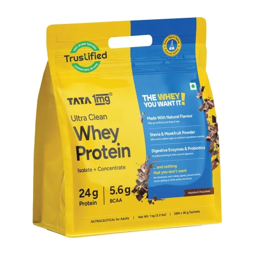 Image of Tata 1mg Ultra Clean Whey Protein (Hazelnut Chocolate, 1kg)