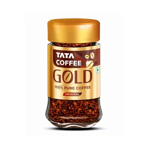 Image of Tata Coffee Gold Original, Instant & Pure Coffee Jar, 50g, Freeze-Dried, Rich & Strong, Specially Sourced Robusta and Ar
