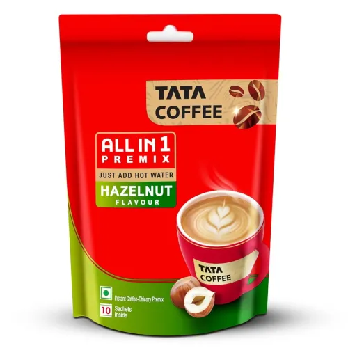 Image of Tata Coffee All in 1 Premix, Hazelnut Flavour, Instant Coffee-Chicory Premix, Rich Aroma, Instant Coffee Sachets, Just A