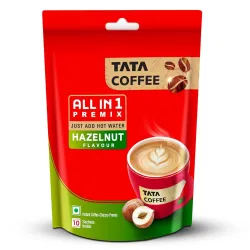 Tata Coffee All in 1 Premix, Hazelnut Flavour, Instant Coffee-Chicory Premix, Rich Aroma, Instant Coffee Sachets, Just A