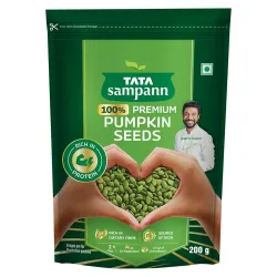 Tata Sampann Pumpkin Seeds, 200g, Rich in Protein, Dietary Fibre, Magnesium & Phosphorus, Raw & Unroasted Pumpkin Seeds, Source of Iron & Zinc, Handpicked Seeds, Resealable Pack
