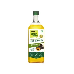 Tata Simply Better Pure & Unrefined Cold Pressed Sunflower Oil, Hexane Free, Kolhu/Chekku, Cholesterol Free, Provides 6 