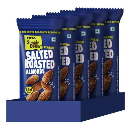Image of Tata Simply Better Classic Salted Roasted Almonds, 23g (Pack of 5)