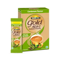 Tata Tea Gold All-in-1 Instant Premix Cardamom Tea 10 Sachets (14g Per Serve)