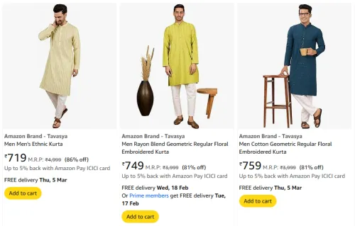 Image of tavasya mens kurtas upto 85% off