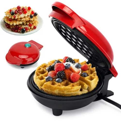 Image of TAZLYN Mini Waffle Maker Machine 3 In 1 For Home Kitchen Appliances For Home Kitchen Items Gift Non-Stick Surfaces4 Inch