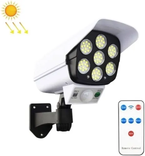 Image of Tazomi Solar Light Outdoor 77 Led Motion Sensor Security Camera Shaped Wall Lamp Solar Light Set  (Wall Mounted Pack of 